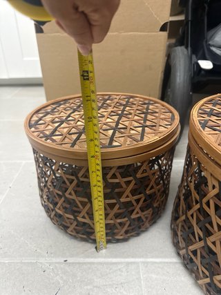Cajas decorativas bambú y madera Ikea