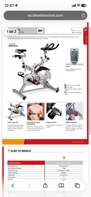 Bicicleta Spinning BH Sprint Bike Three
