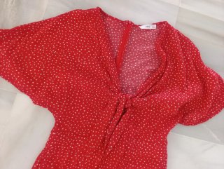 Mono Mango Rojo Estampado