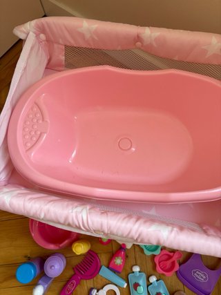 Cambiador Muñecos Bañera Accesorios Rosa Estrellas