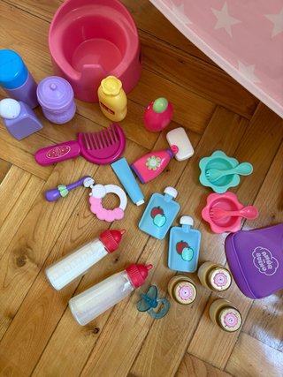 Cambiador Muñecos Bañera Accesorios Rosa Estrellas