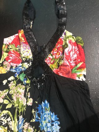 Vestido Verano Floral Negro Multicolor