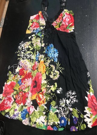 Vestido Verano Floral Negro Multicolor