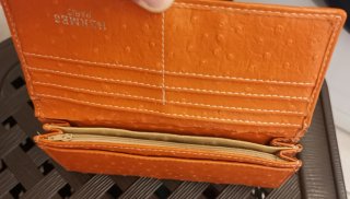 Hermès Portafoglio Bearn Struzzo Arancione