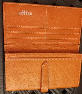 Hermès Portafoglio Bearn Struzzo Arancione