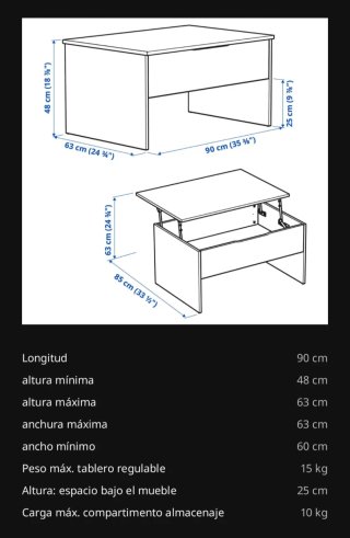 Mesa elevable Ikea Ostavall Negra
