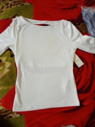 Camiseta blanca manga larga crop top