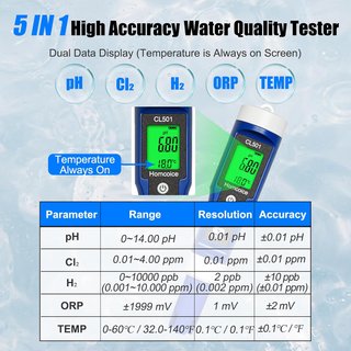 Medidor pH Homcoice CL501 Piscina 5 en 1