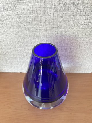 Jarrón Cristal Sommerso Azul Cobalto Vintage