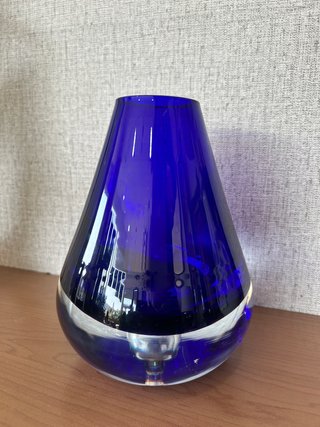 Jarrón Cristal Sommerso Azul Cobalto Vintage