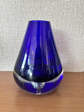 Jarrón Cristal Sommerso Azul Cobalto Vintage