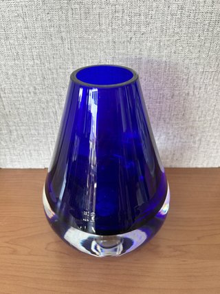 Jarrón Cristal Sommerso Azul Cobalto Vintage