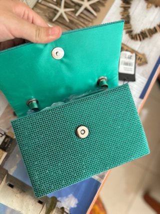 Bolso de mano elegante verde azulado