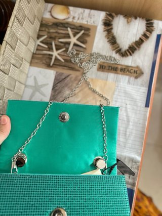 Bolso de mano elegante verde azulado