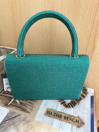 Bolso de mano elegante verde azulado
