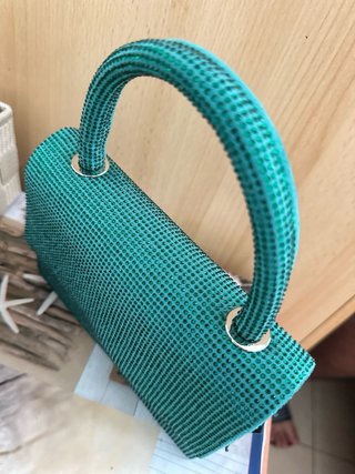 Bolso de mano elegante verde azulado