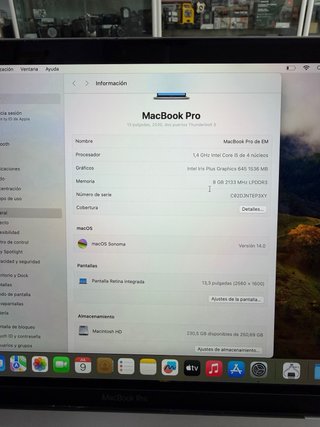 MacBook Pro 13” 2020 i5 8GB 256GB SSD
