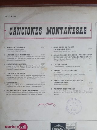 Vinilo Canciones Montañesas EMI Regal