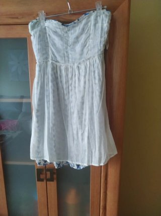 Vestido Zara sin tirantes estampado pájaros