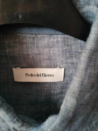 Camisa lino Pedro del Hierro azul jaspeado