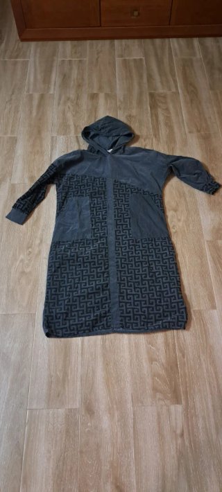 Vestido gris con capucha estampado Algodón Italia