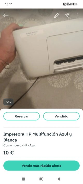 Impresora HP Multifunción Azul y Blanca