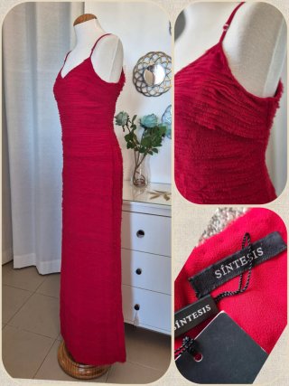 Vestido Rojo largo Volantes Corte Inglés T.40/42