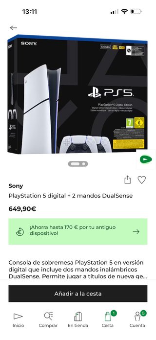 PlayStation 5 Digital + 2 mandos DualSense