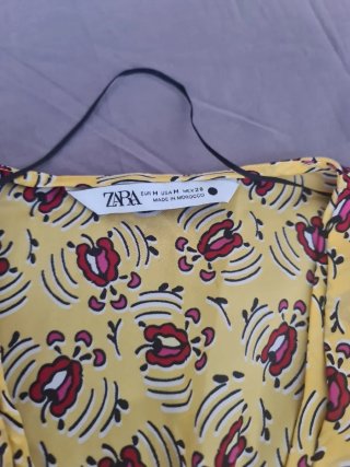 Vestido Zara Amarillo Estampado