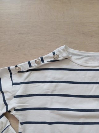 Camiseta rayas algodón con puntilla