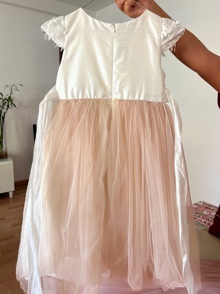 Vestido de fiesta niña blanco y rosa
