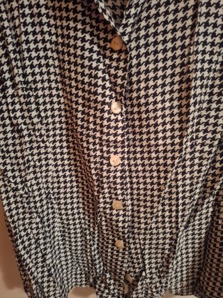 Camisa Houndstooth Manga Corta