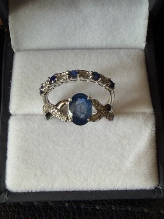 2 Anillos Oro blanco Zafiros y Diamantes