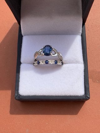 2 Anillos Oro blanco Zafiros y Diamantes