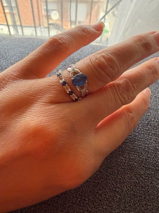 2 Anillos Oro blanco Zafiros y Diamantes