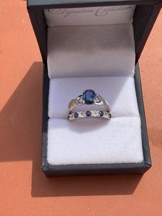 2 Anillos Oro blanco Zafiros y Diamantes