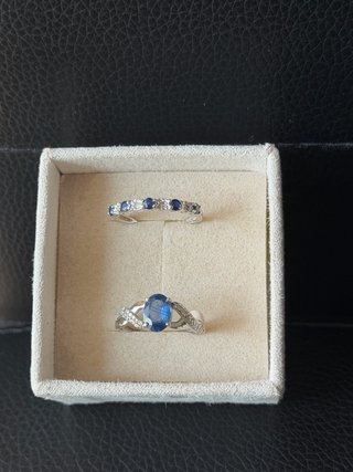 2 Anillos Oro blanco Zafiros y Diamantes