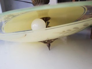 Lampadario vintage vetro e metallo anni '60