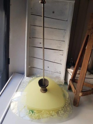 Lampadario vintage vetro e metallo anni '60