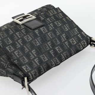 FENDI Zucchino Canvas Mamma Baguette Shoulder Bag