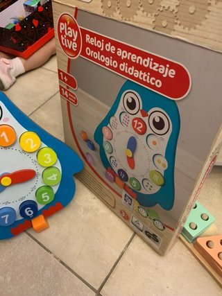 Puzzle Reloj Madera Pingüino Educativo