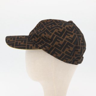 FENDI Zucca Canvas Baseball Cap Black Brown Auth