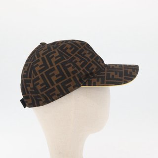 FENDI Zucca Canvas Baseball Cap Black Brown Auth