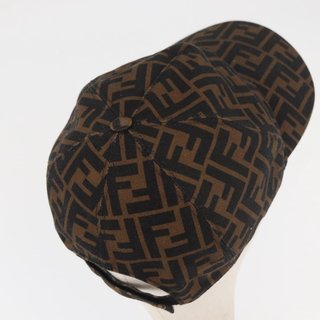 FENDI Zucca Canvas Baseball Cap Black Brown Auth
