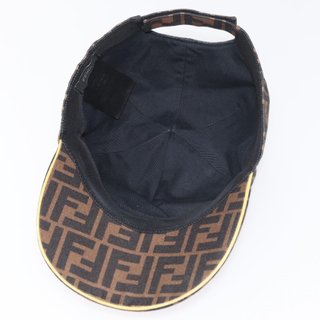 FENDI Zucca Canvas Baseball Cap Black Brown Auth