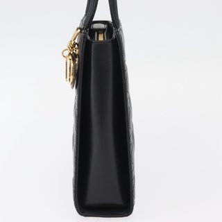 Christian Dior Lady Dior Hand Bag Lamb Skin Black