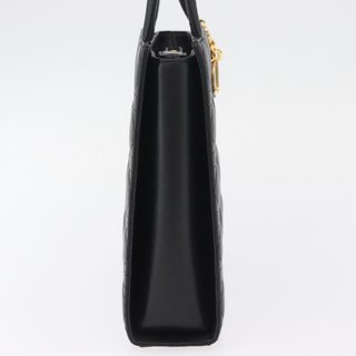 Christian Dior Lady Dior Hand Bag Lamb Skin Black
