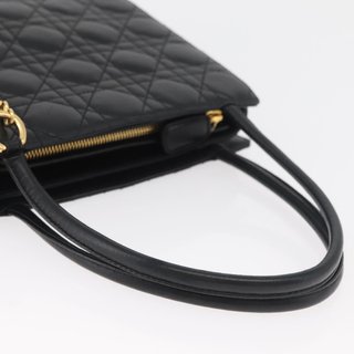 Christian Dior Lady Dior Hand Bag Lamb Skin Black