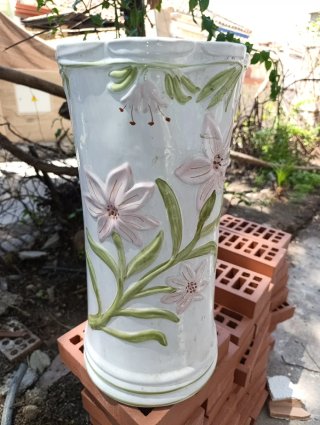 Paragüero Cerámica Vintage Floral Rosa
