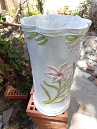 Paragüero Cerámica Vintage Floral Rosa